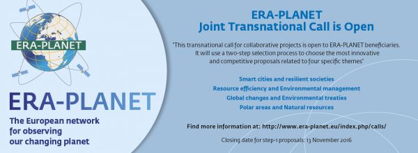 ERA-PLANET Joint Transnational Call is Open